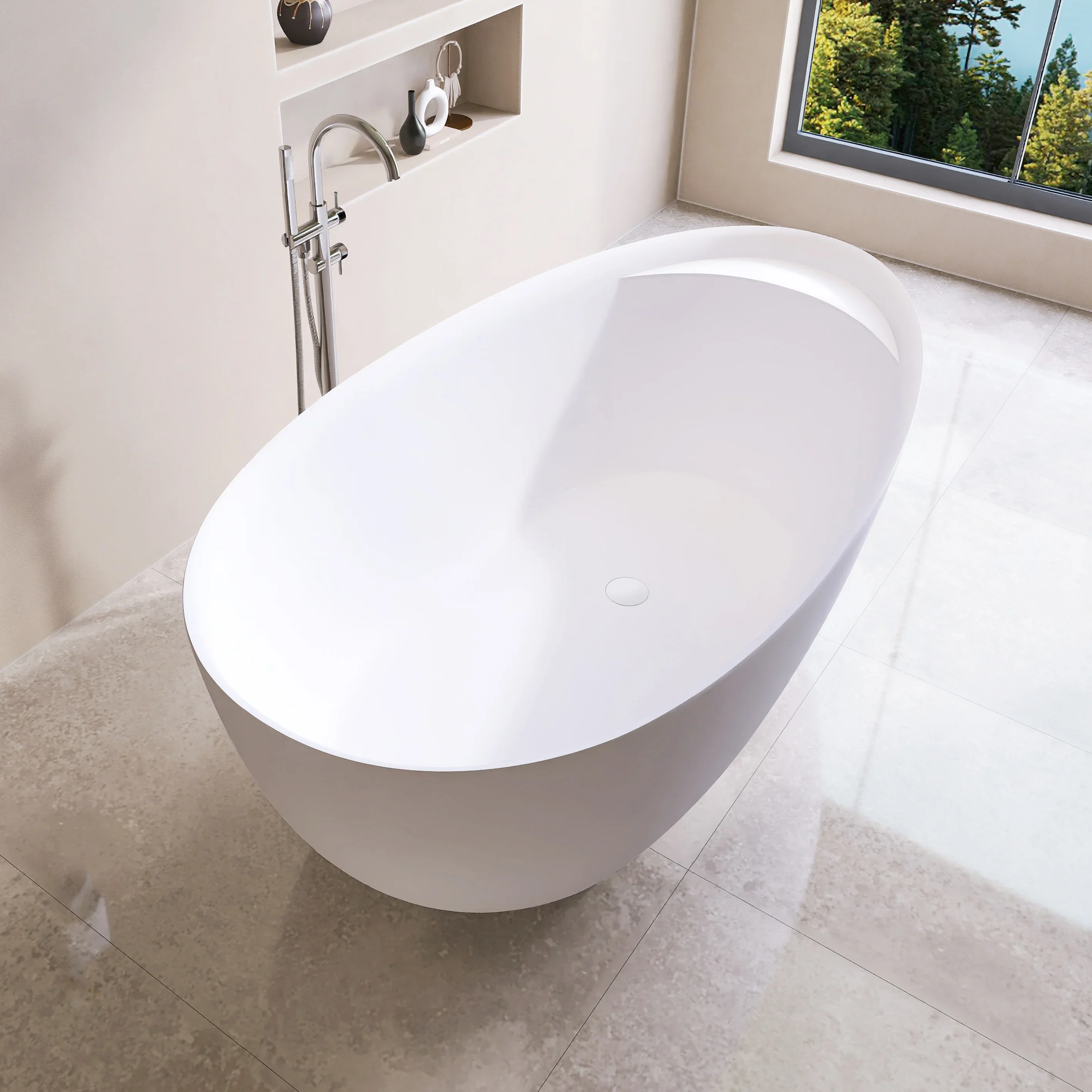 Independent integrated seamless polymer artificial stone bathtub