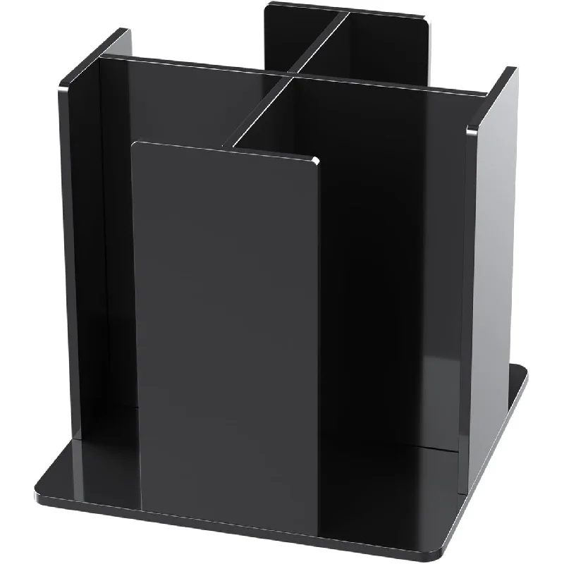 

Черная акриловая вращающаяся крышка-дозатор для кофейной чашки, карусель с 4-мя отделениями, квадратная, ресторан, шведский стол, кофейная станция, бар