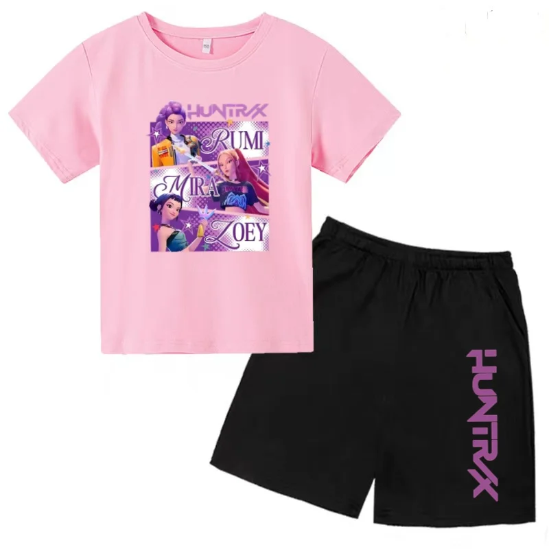 

Kids Musical Idol Star Print Two-Piece Summer Sports Short-Sleeved Fashion T-shirt +Shorts Boy Girl 3-12Yrs Casual Charming Set