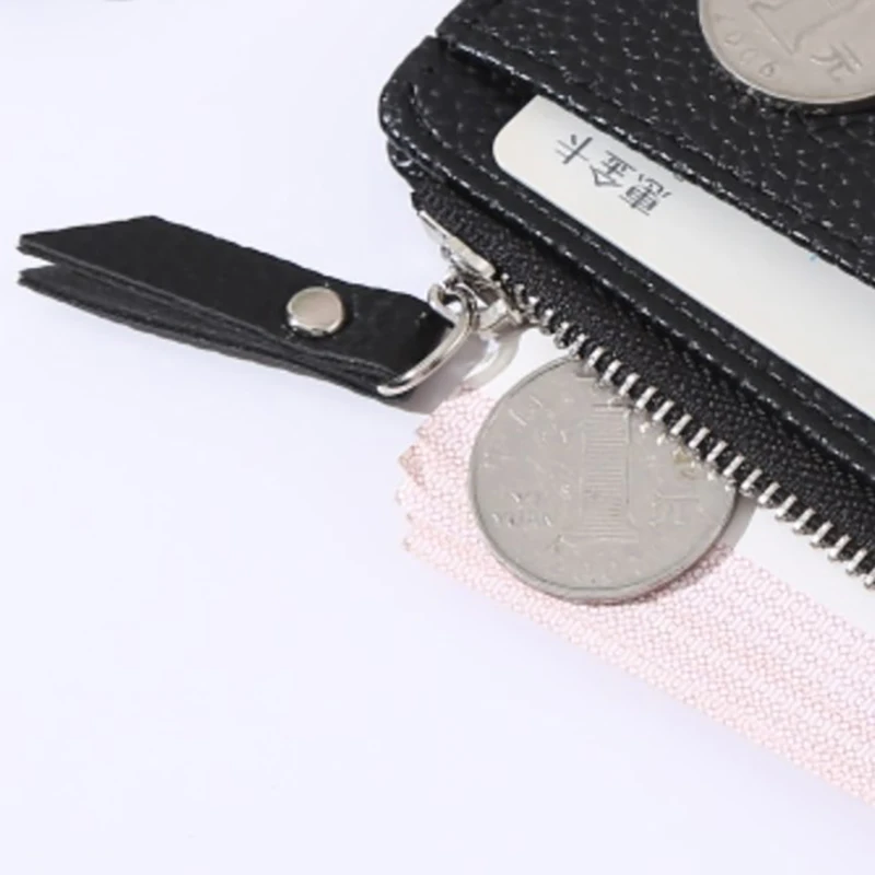 Ultra-fino macio PU carteira de couro para homens e mulheres, mini cartão de crédito, ID Card Holder, Coin Organizer, Zippered