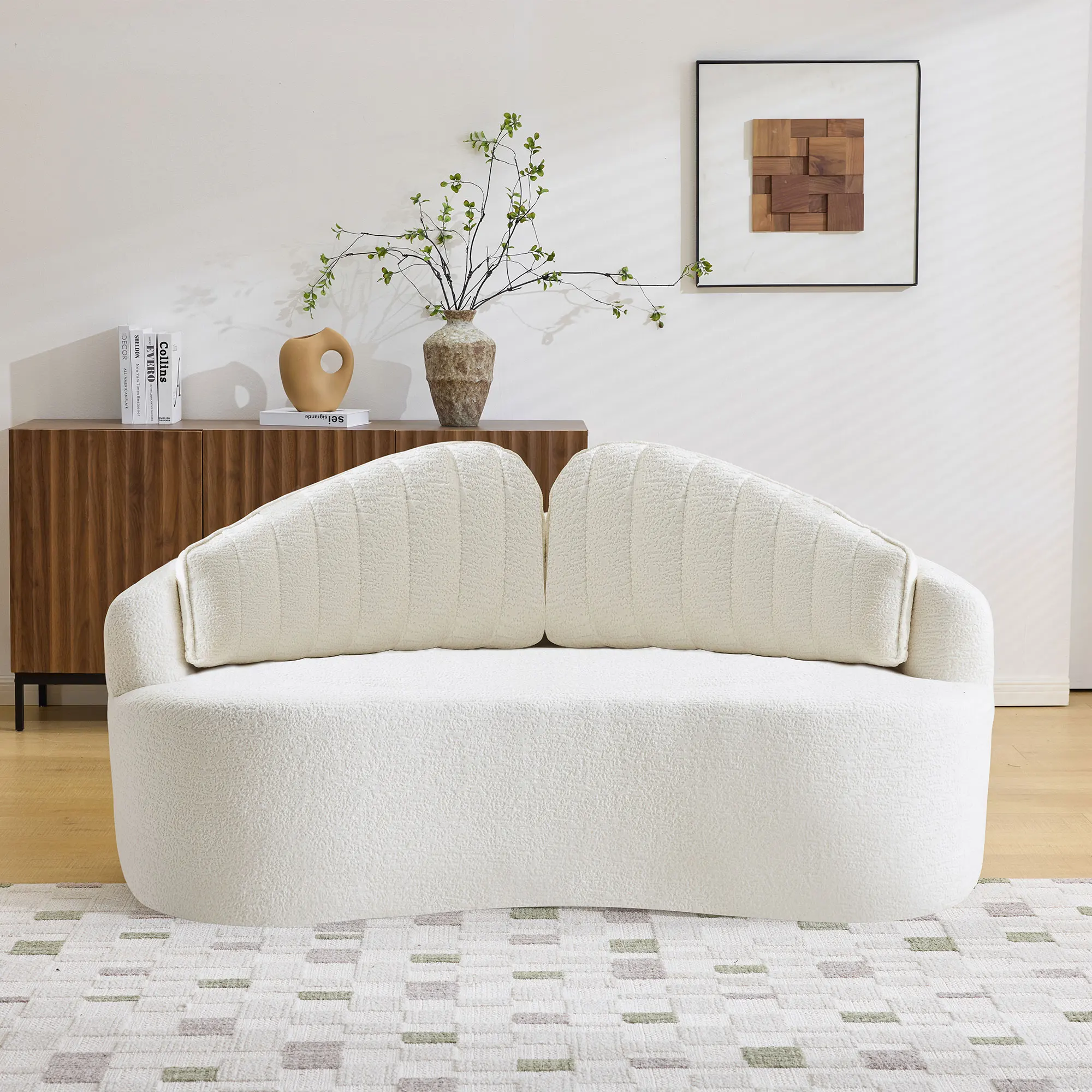 #Curved Convertible Two-seater Sofa Fully Compressed Design For Living Room & Hotel Use Adjustable Height Removable
