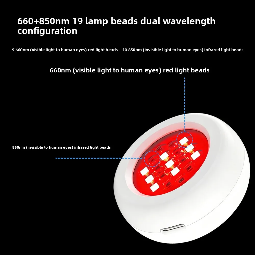 Cross-border 660 + 850nm Dual-wavelength Red Light Meter Pasted Wearable Multi-function Mini Portable LED Red Light