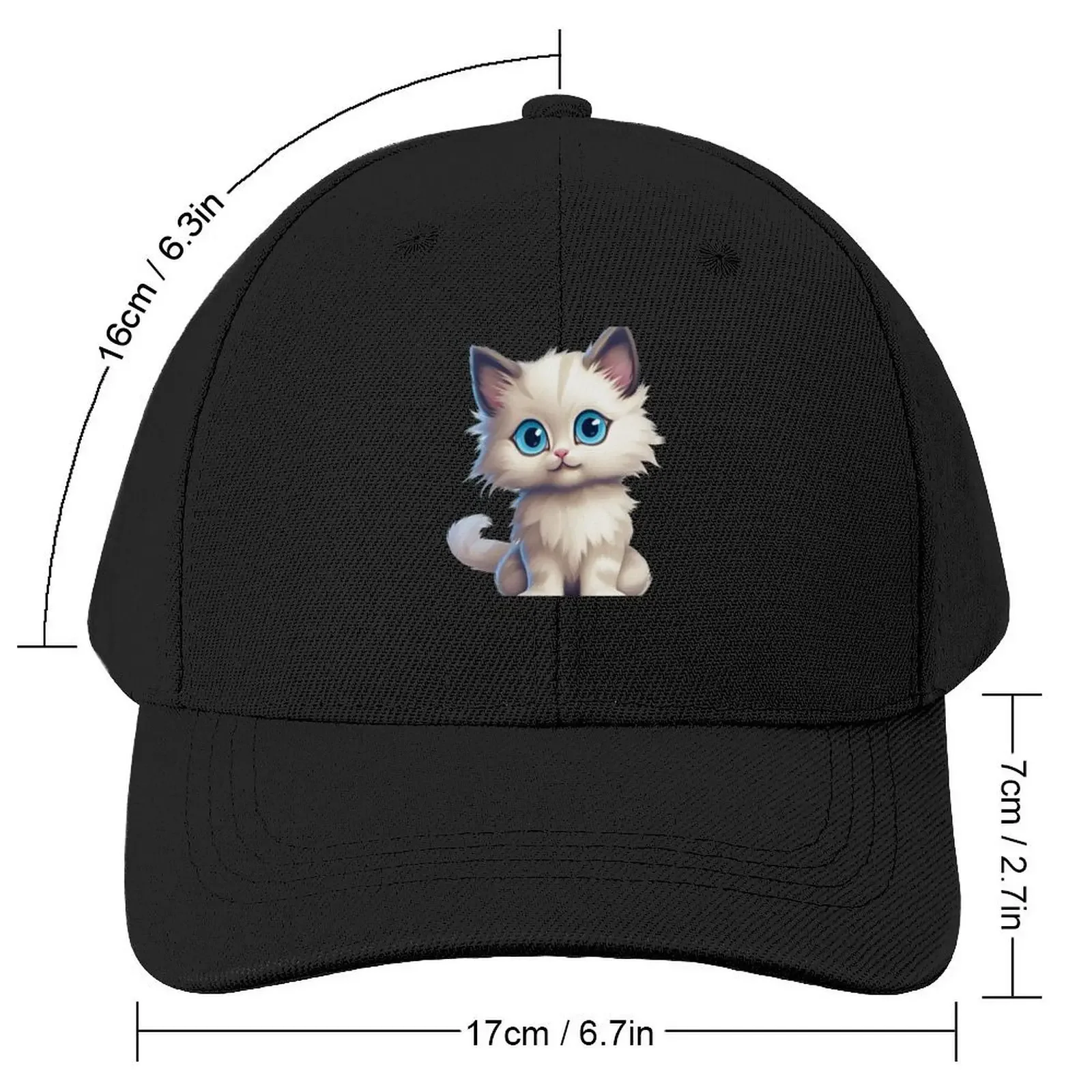 Cute Ragdoll Kitten with Big Blue Eyes Baseball Cap Thermal Visor Vintage foam party Hat Icon For Girls Men's