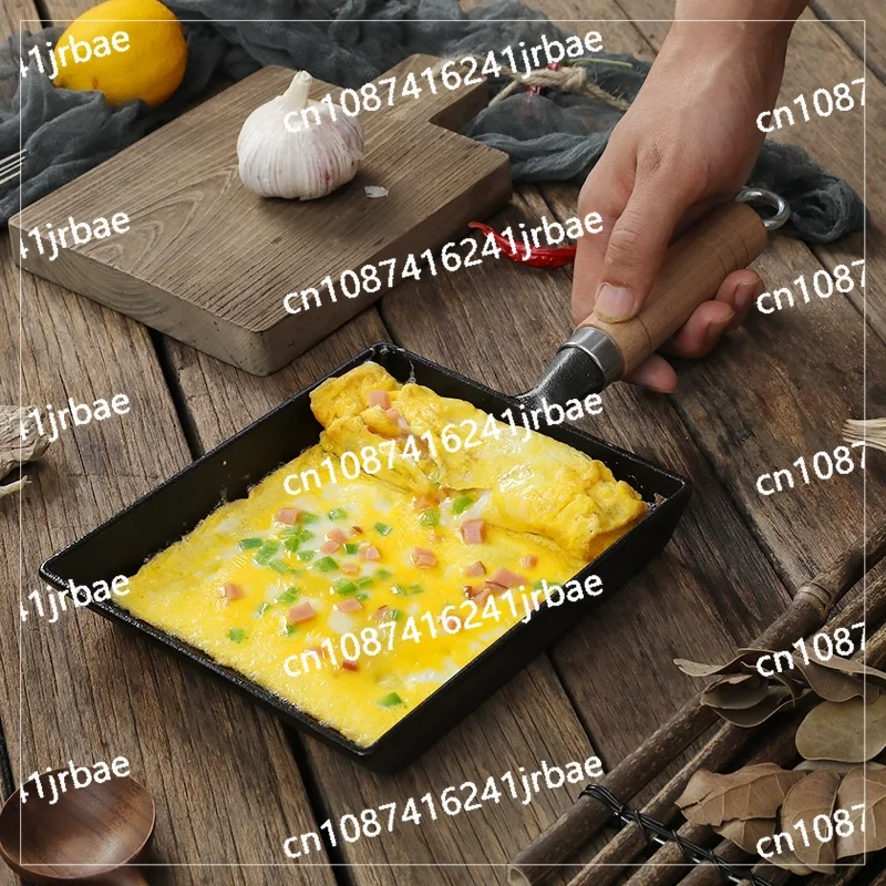 Cast Iron Uncoated Square Omelette Pan - Japanese Egg Roll Frying Non-stick Tamagoyaki Pan for Western Style Cooking