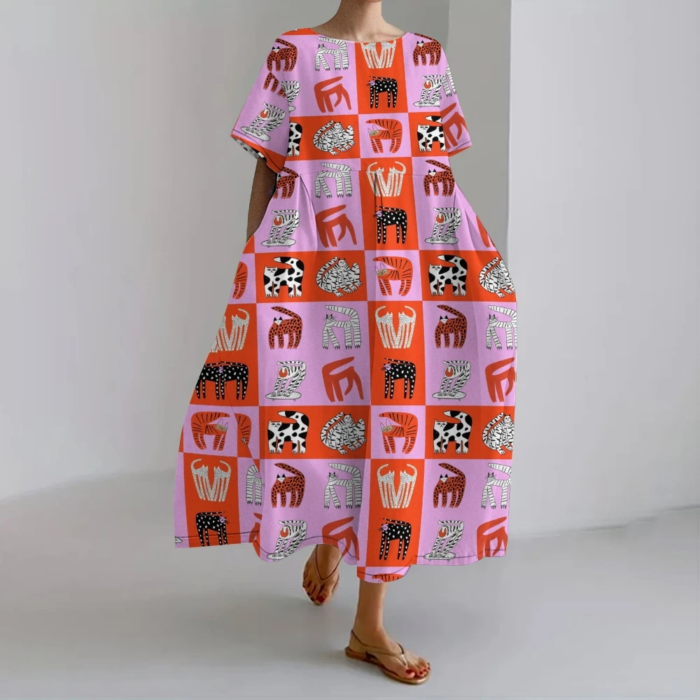 

Vibrant African Wildlife Print Dress Creative Patchwork Maxi Dress Animal Print Maxi Dresses Stylish Animal Print Maxi Outfit