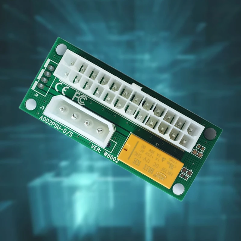 2 SZTUK Podwójny adapter zasilacza ATX 24Pin do 4Pin Power Sync Starter Card ADD2PSU Riser Adapter Extender do wydobywania BTC