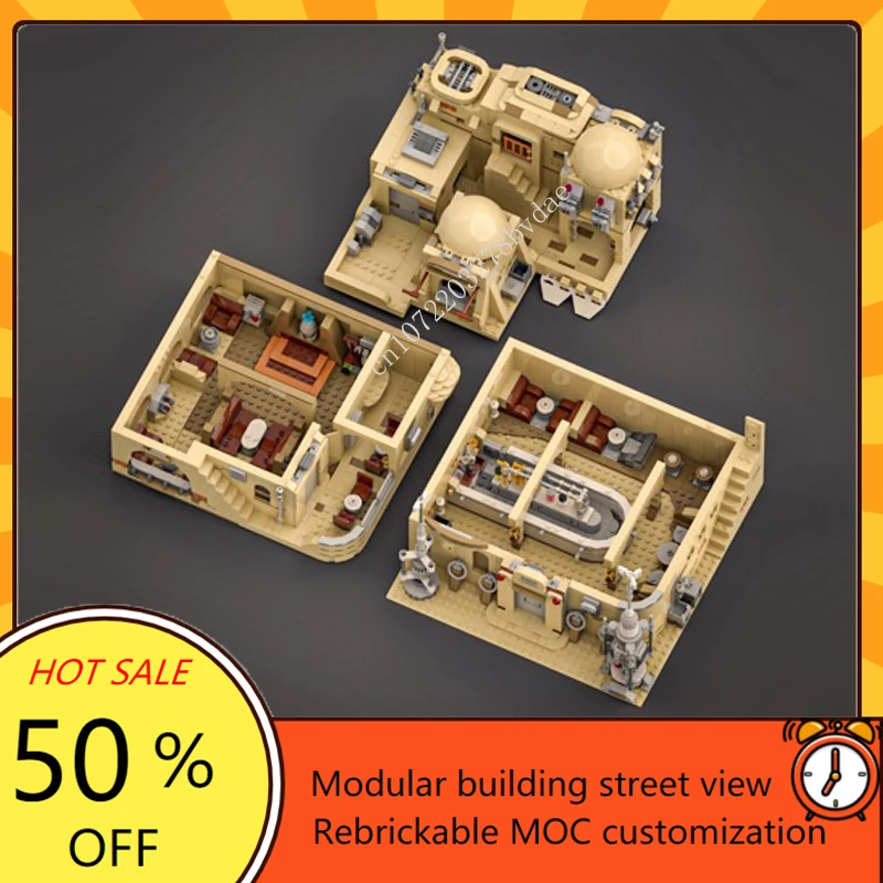 MOC-Star Movie Desert Architecture Building Blocks para Crianças, Mos Eisley Cantina, Modelo de Montagem, Street View Bricks, Brinquedos Presentes, 2485PCs