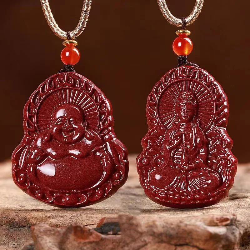 Ore Natural Avalokitesvara Male Maitreya Safe Smiling Buddha Carry-on Pendant Necklace Body P