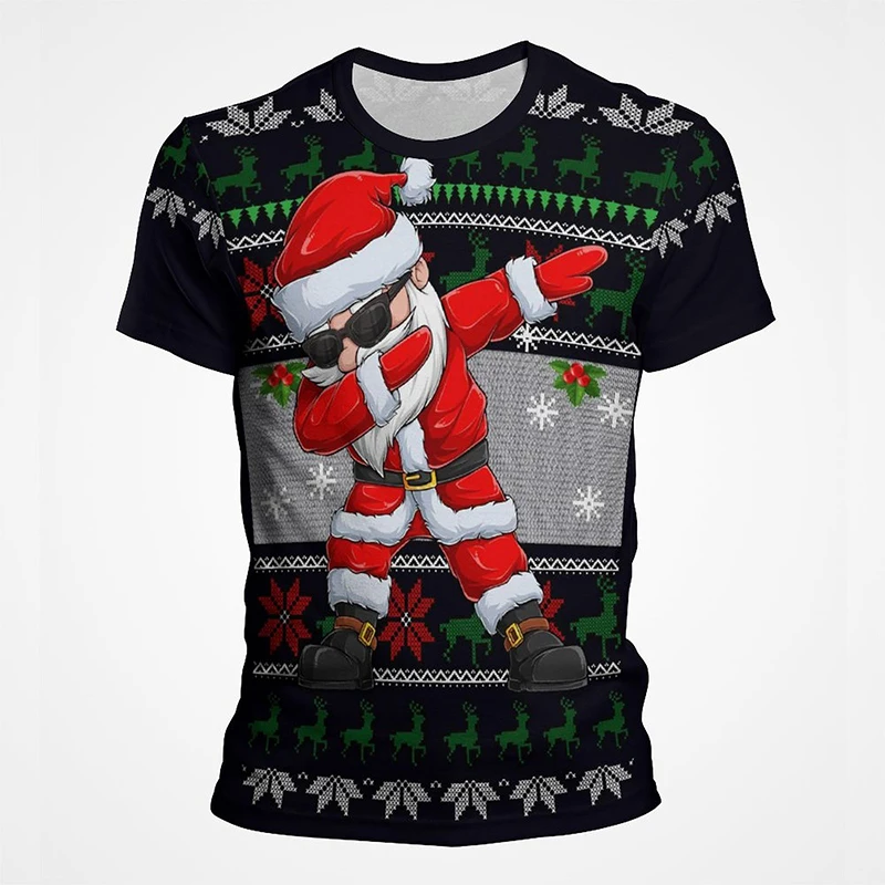 Funny Santa Claus T Shirt Men Women Children Christmas Tree 3D Print T-shirt Summer Short Sleeve Streetwear Tops Tee Clothing