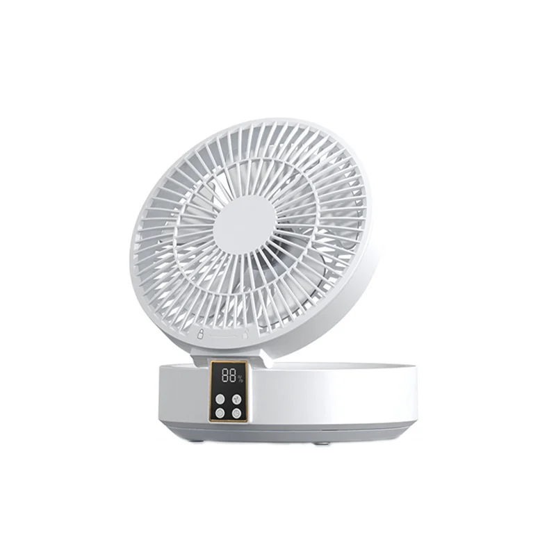 

Remote Control Wireless Circulating Air Cooling Fan with LED Light Folding Electric Wall-Mounted Fan Desktop Fan White