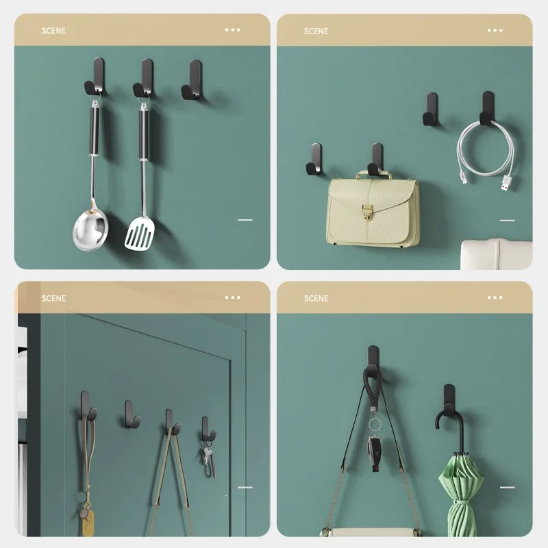 1/5PCS Punch-Free Hook Self-Adhesive Wall-Mounted Door Keys Clothes Hanger Metal Single Hook for Bathroom Kitchen Accessory