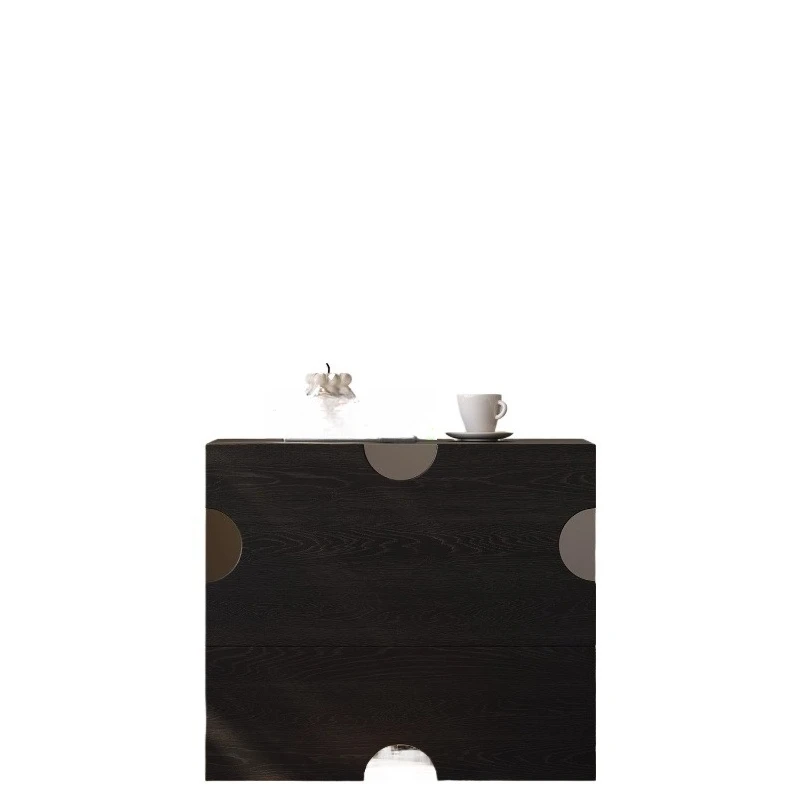 

Italian minimalist card door cabinet, combination bedroom bedside table, storage black high-end living room chest TV cabinet