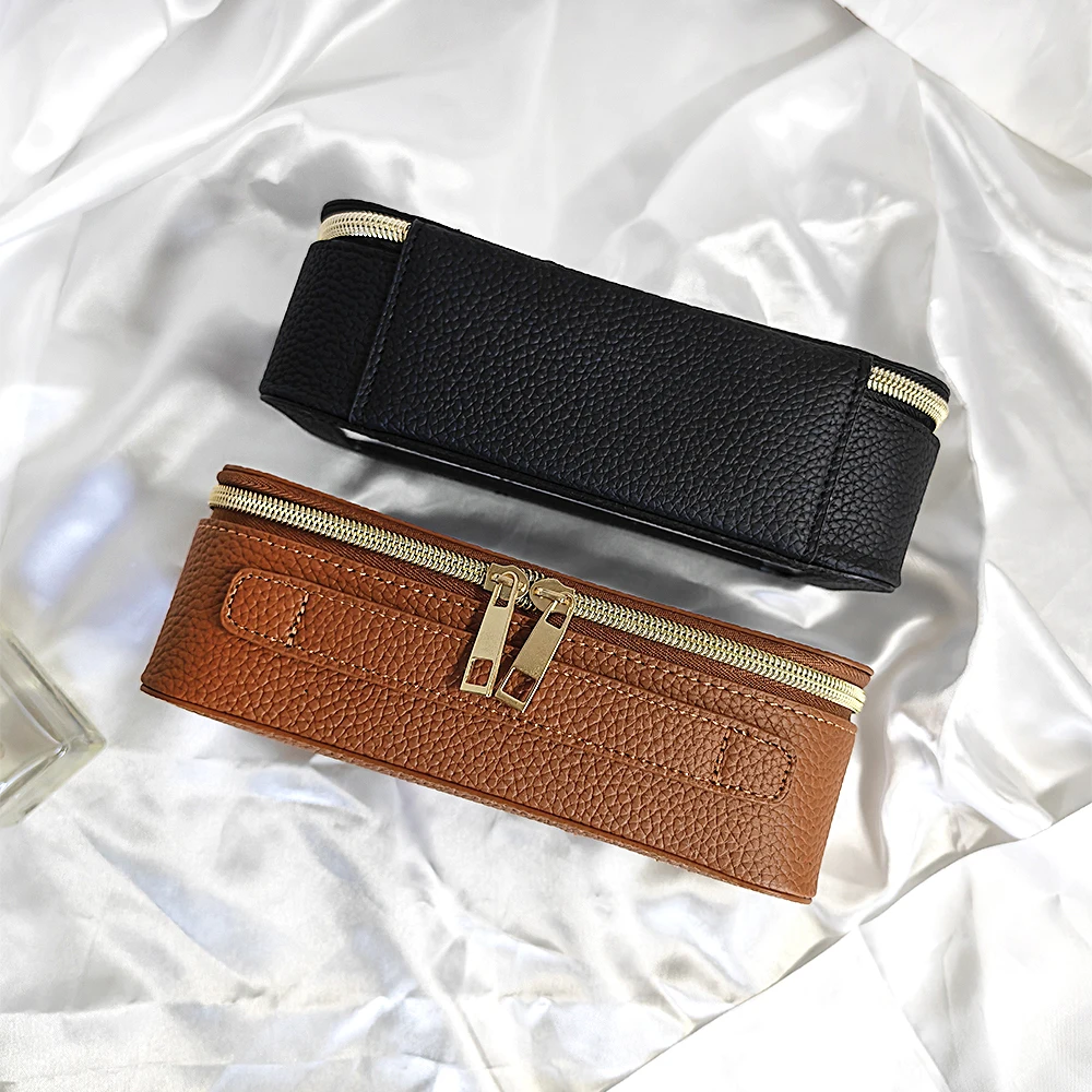Personalisierte Kosmetiktasche aus PU-Leder, transparente Reisetasche mit Reißverschluss für Damen, wasserdichte Make-up-Tasche mit großem Fassungsvermögen, luxuriöse Aufbewahrungstasche – Detail 8
