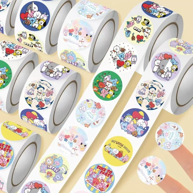 500PCS Adesivos BT21, Adesivos de Cartoon Fofos, Merchandise de Ídolos K-pop para Decoração de Capas de Telefone e Scrapbook