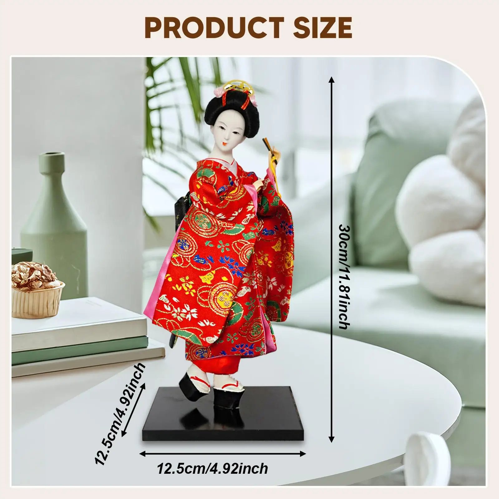 Geisha Figurine Multicolor Resin Japanese Kimono Girl Statue Desktop Ornament for Living Room Cabinet Shelf