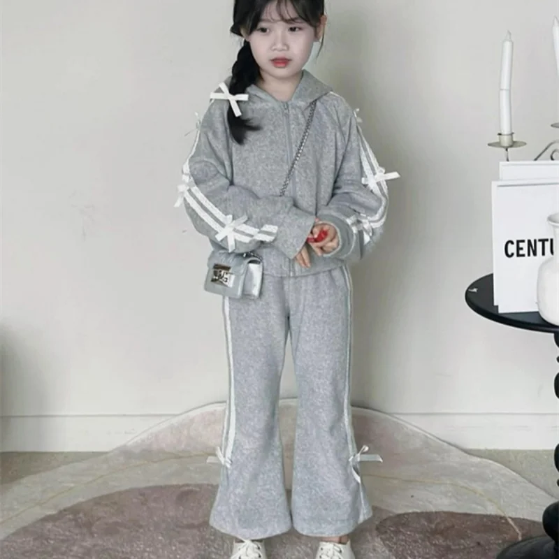 Girls Coat+Pants Kids Suits 2PCS/Set Cotton 2024 Simple Spring Autumn Cotton Tracksuit Jogging Suit Christmas Gift Children Clot