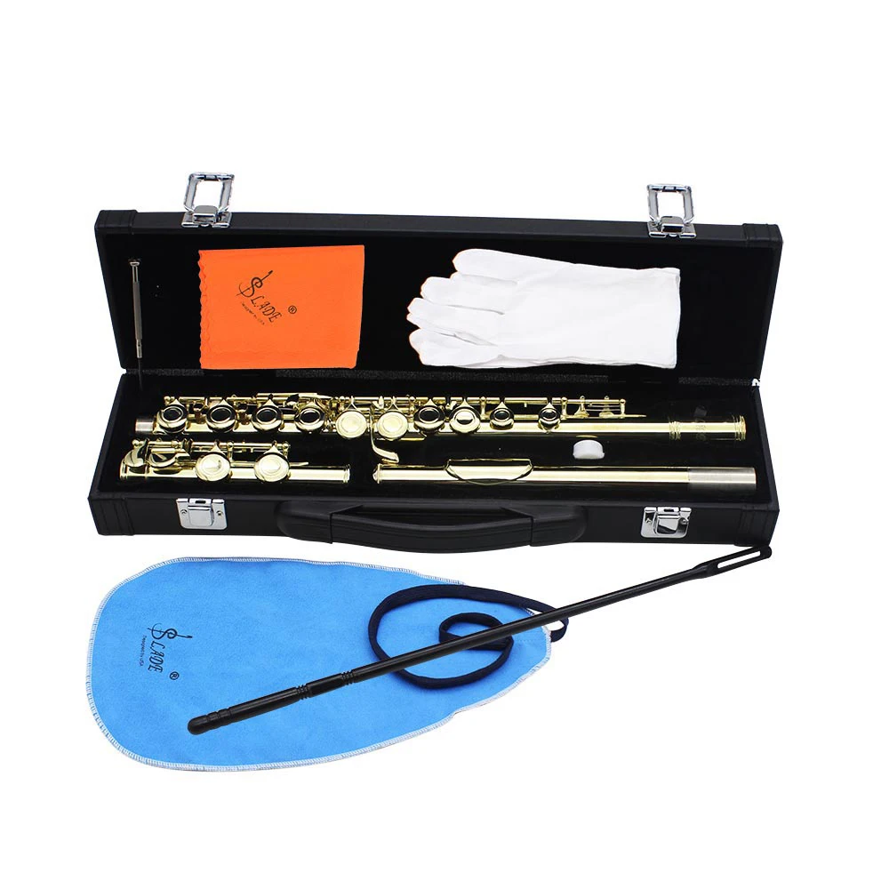 SLADE 16 Closed Open Holes C Cross Transverse Flute Cupronickel Concert Flute Instrument With E Key Flute Parts & Accessories