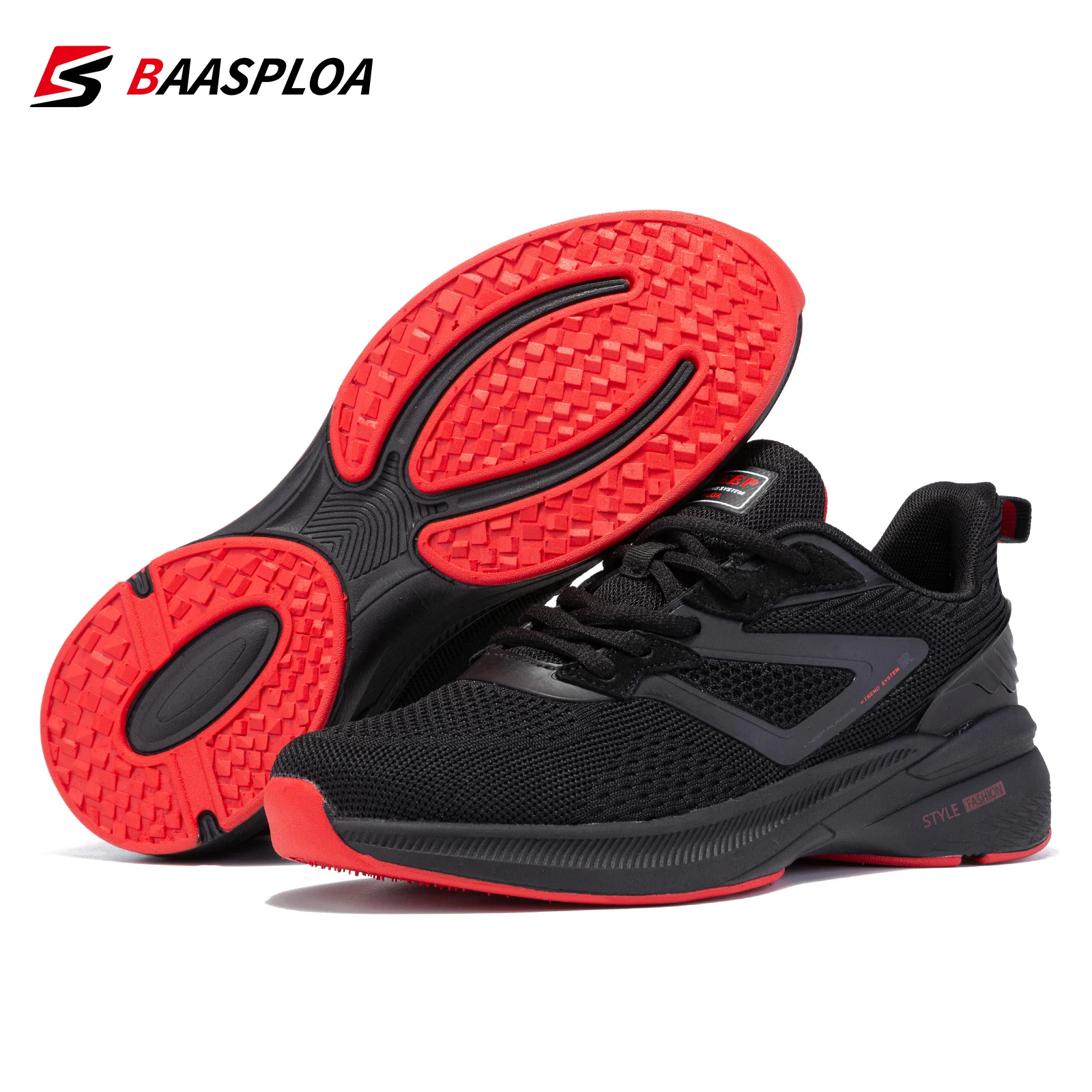 Baasploa Fashion Men\\\'s Sneaker Comfortable Running Shoes Breathable Knit Mesh Tenis Sneaker Light Shock Absorption Casual Shoes