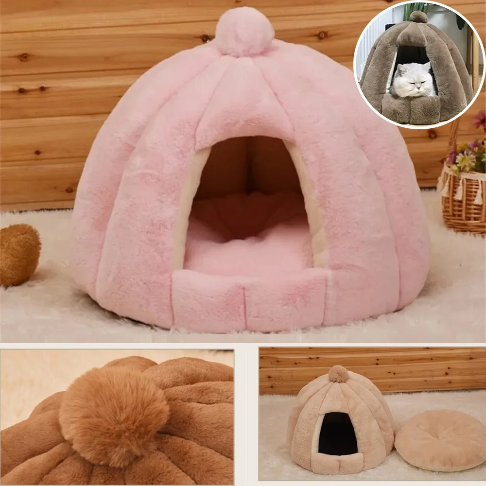 

Cat Bed Sleeping Soft House Sleeping Bag Pumpkin Puppy Cushion Mat Cat Accessories House for Half Enclosed Cats Small Pet Beds