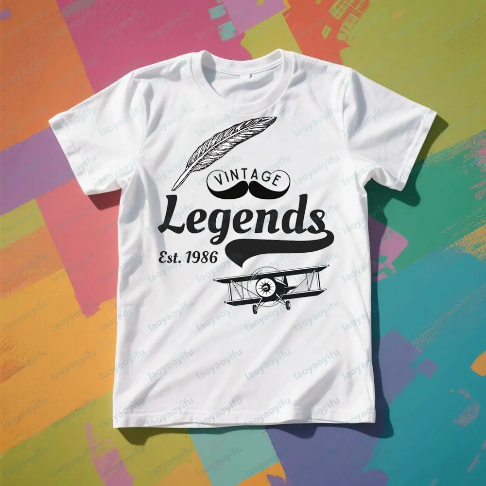VINTAGE Legends Est 1986 التي شيرت المتقاعدين الطيار هدية الملابس هدية لعشاق الطيران الأب المحملة موضة ريترو تصميم الرجال T