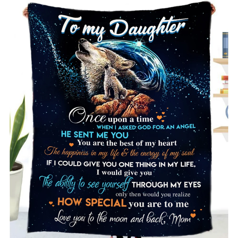 A Gift to My Husband Son Daughter Letter Blanket 3d Print Keep Warm Blanket On Bed Home Textile Dreamlike Christmas Gift Letters