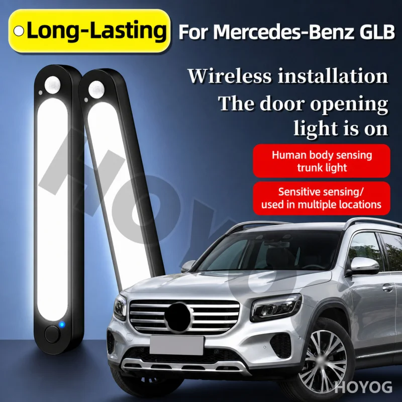 Luz de Porta-Malas LED para Mercedes-Benz GLB 2019-2026 com Sensor de Movimento, Magnética, Recarregável via USB, Luz de Carga para SUV Compacto