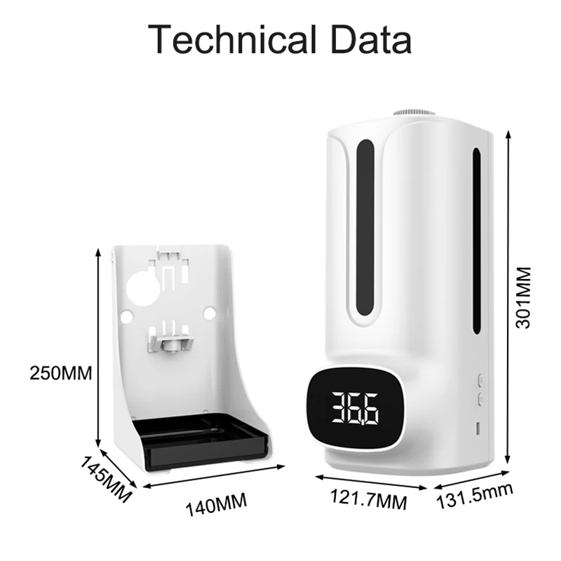 K9 Proplus Wall-Mounted Thermometer With Soap Dispenser,With Alarm,Suitable For Use In Offices,Schools And Communities