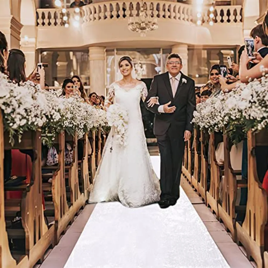 

Aisle Runner 4ftx20ft White Sequin Aisle Runners for Wedding Ceremony White Wedding Rug Indoor New Year Party Glitter Aisle Run