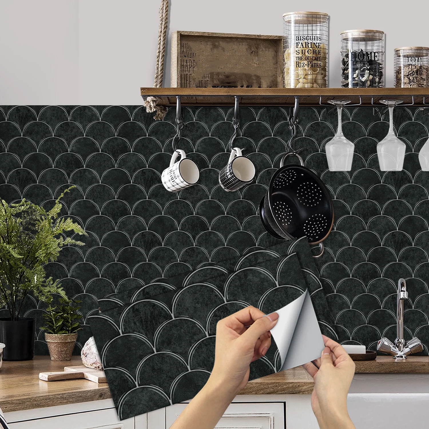 

KUUJOJO 3D Vintage Faux Wall Tile Self-Adhesive Decal for Kitchen, Living Room and Bathroom Wall Decor, 11.8 in. X 5.91 in.