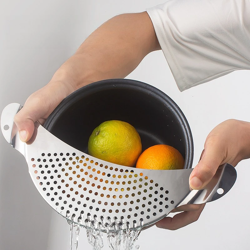 Colador de ollas de acero inoxidable con asa, escurridor de Pasta, filtro de agua colador, escurridor de verduras, separador de escoria de cocina