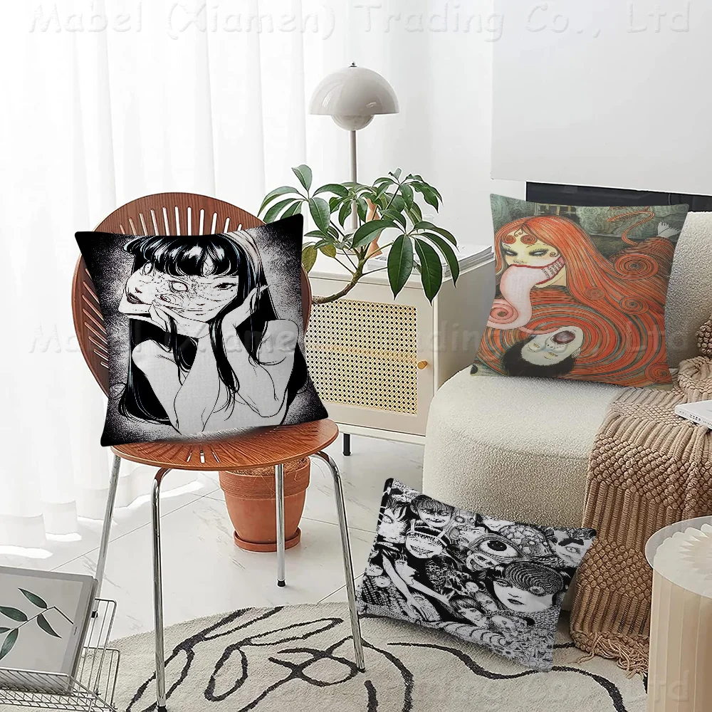 Horror Junji Ito Pillowcase Toon Gift Cushion Cover Bedroom Home Sofa Chair Seat Decor Pillow Case