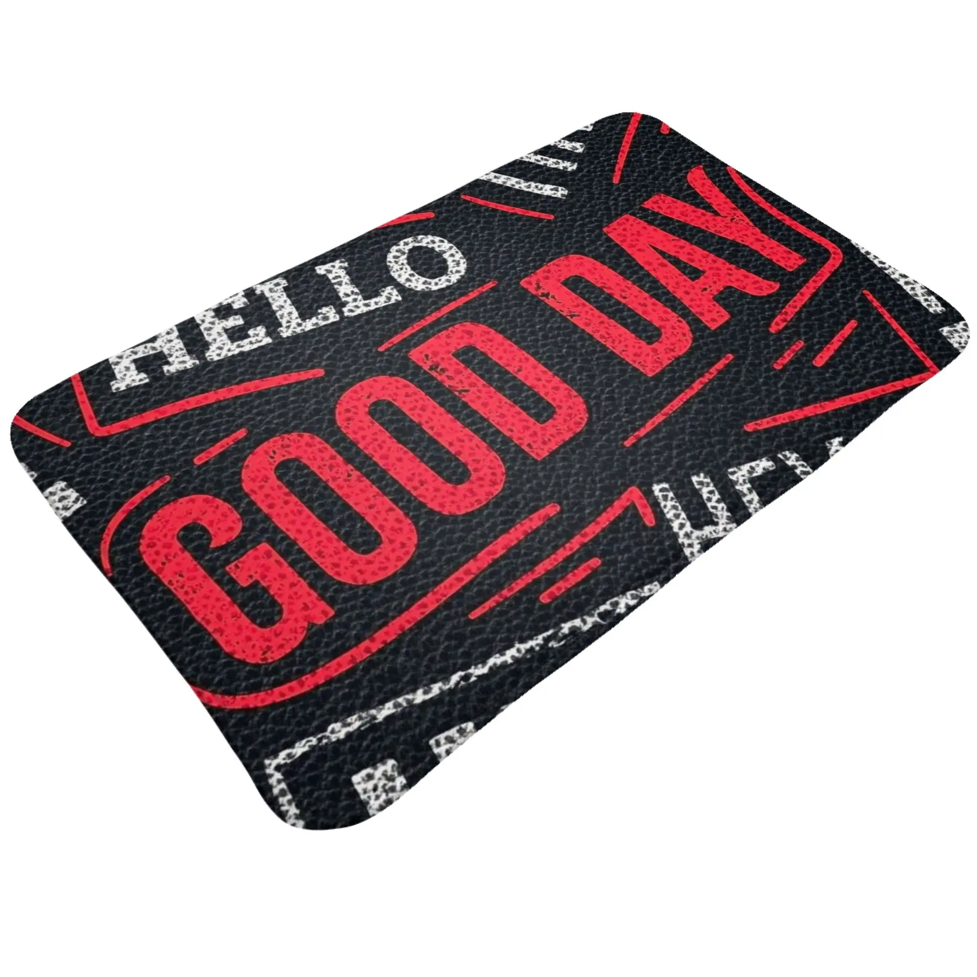 Good Day Hello Text Collage Print Non-slip Doormat Kitchen Mat  Waterproof ModernDecor