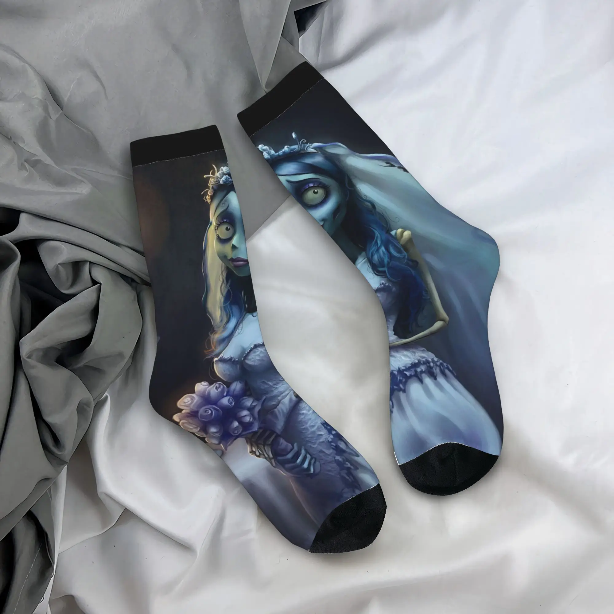 Kaus Kaki Emily Pengantin Mayat Retro Musim Dingin untuk Pria dan Wanita, Kaus Kaki Basket yang Bernapas