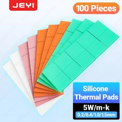 JEYI-Térmica Condutora de Silicone Pads para PC, dissipador de calor, GPU, CPU, placa gráfica LED, M.2 SSD, NVMe, NGFF, 100 Pacote