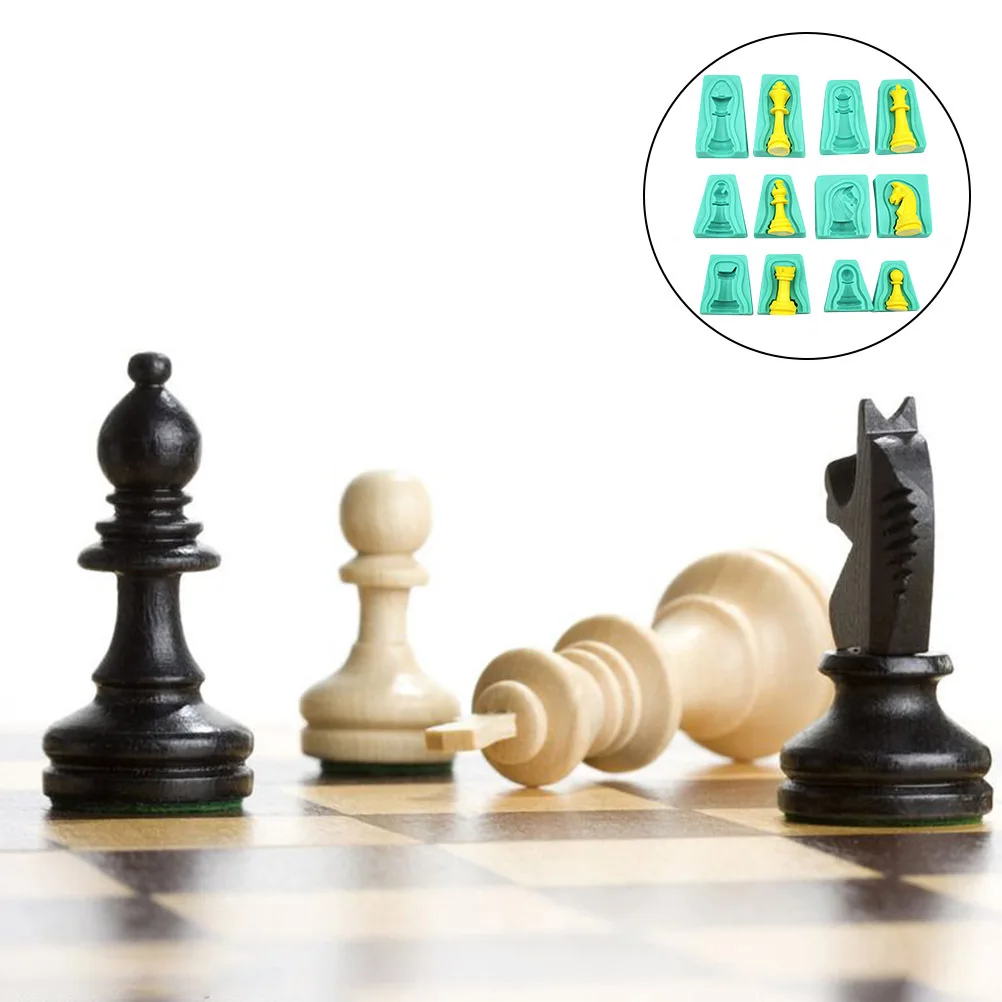 แม่พิมพ์ช็อกโกแลตรูปหมากรุก 12 ชิ้น ทำจากซิลิโคนเนื้อนิ่ม ไม่ติด ใช้ทำเค้ก ฟองดองท์ ลูกอม อุปกรณ์ทำขนม DIY แม่พิมพ์เค้กรูปหมากรุก