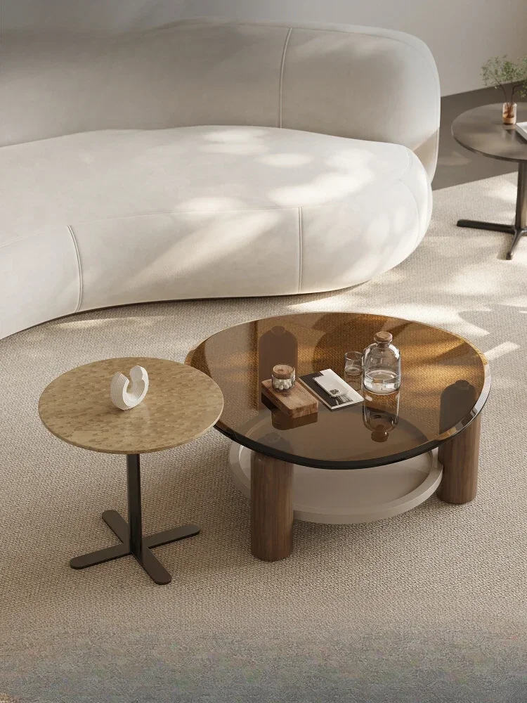 Tide leader modern minimalist tempered glass coffee table combination light luxury high sense art designer coffee table