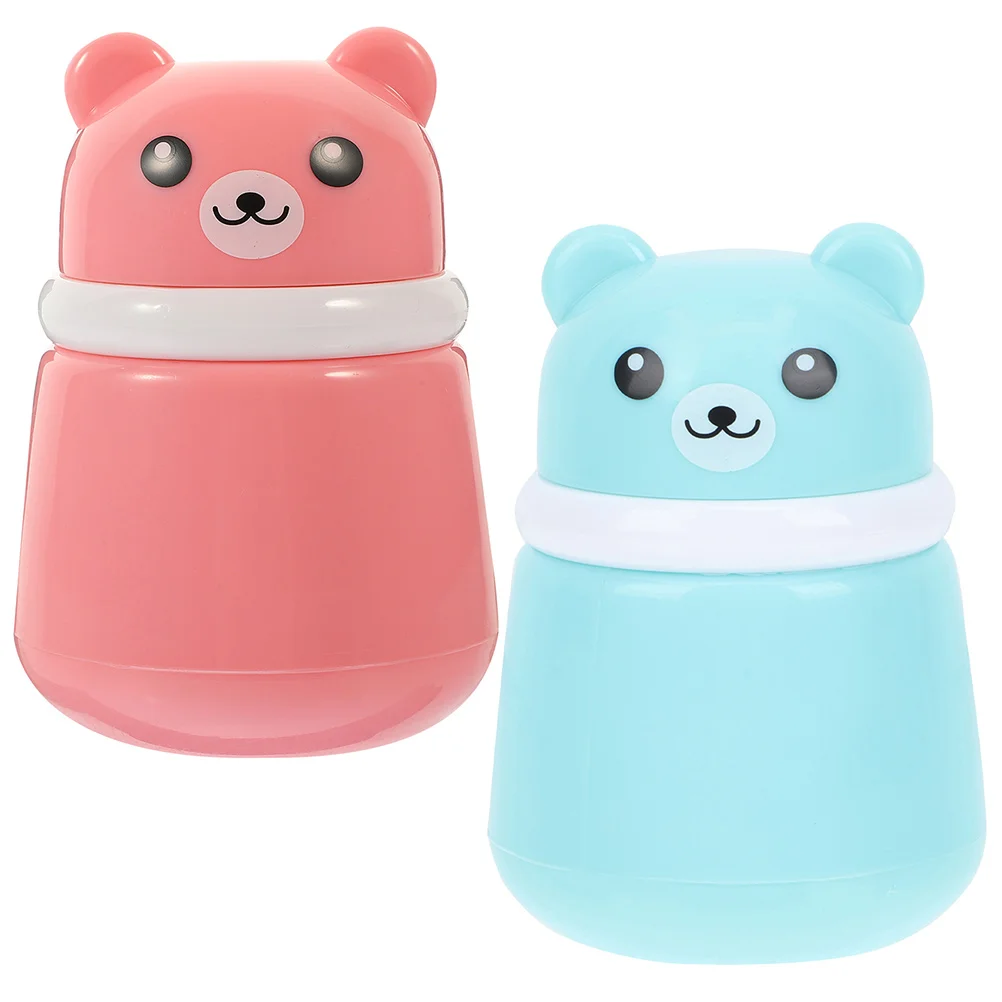 

2 Pcs Baby Puff Box Bear Powder Container Dispenser Body Travel Talcum Infant Storage Bottle Synthetic Sponge Holder