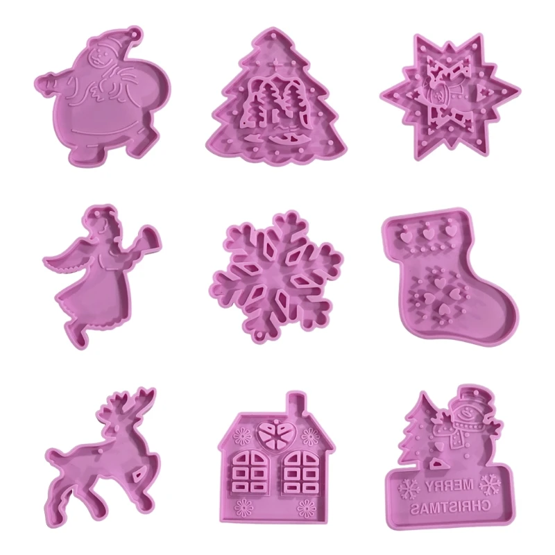 

Shiny Glossy Silicone Resin Molds Christmas Keychain Mold DIY Keychain Pendant Jewelry Epoxy Resin Crafting Molds Drop Shipping