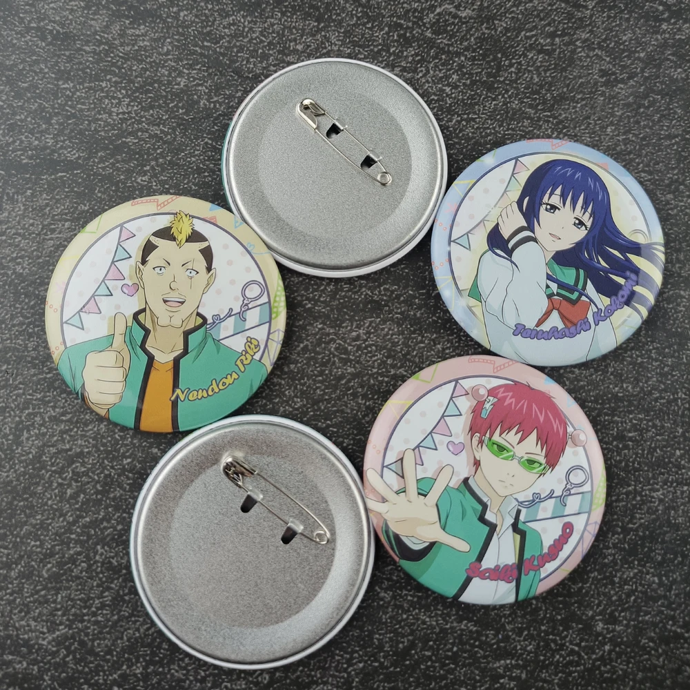 The Disastrous Life of Saiki K. Tin Badge Saiki Kusuo Kaido Shun Anime Brooch Lapel Pin Backpack Decors