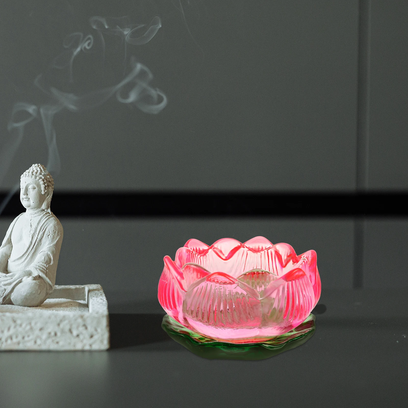 Butter Lamp Buddha Tool Colored Glaze Lotus Shape C Holder Smooth Surface Decorative Effect Tealight St Home Decor Peace