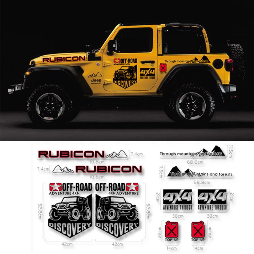 

4X4 Off Road Discovery Mountain Body Door Stickers Decal Graphics Vinyl Wrap Sticker for Jeep Wrangler JK JL Rubicon Unlimited