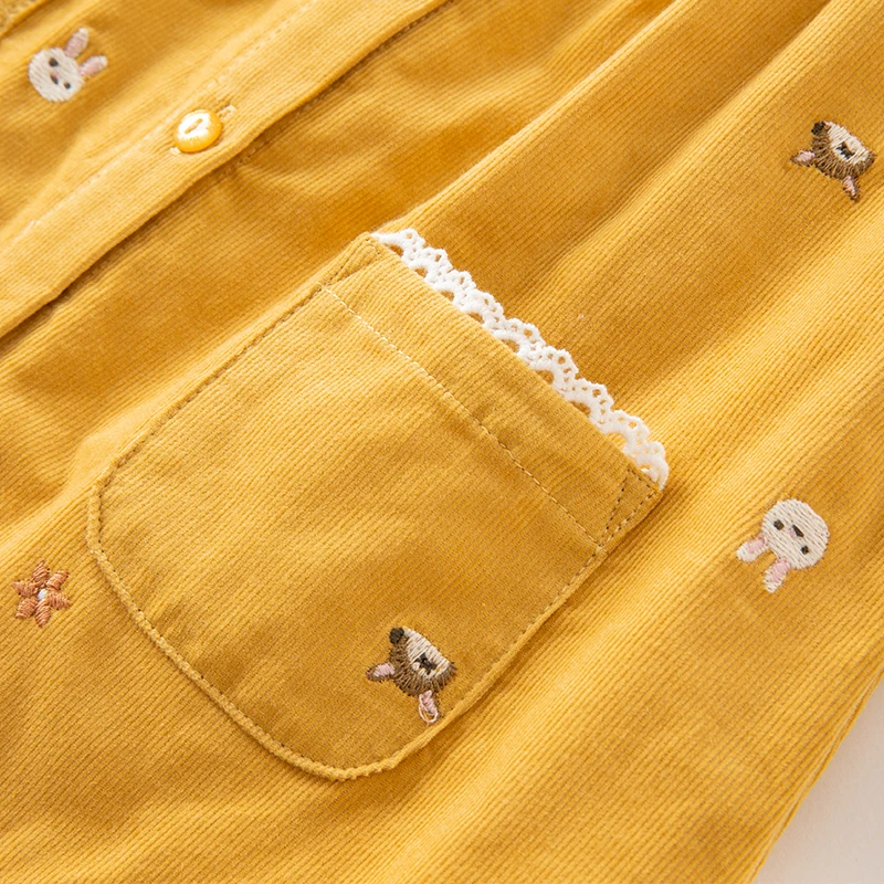 Dave Bella Girls Cotton Dress Girls Autumn Dress Kids Sweet Cute Dress Children Casual Yellow Dress 2-7 Years DB3223497