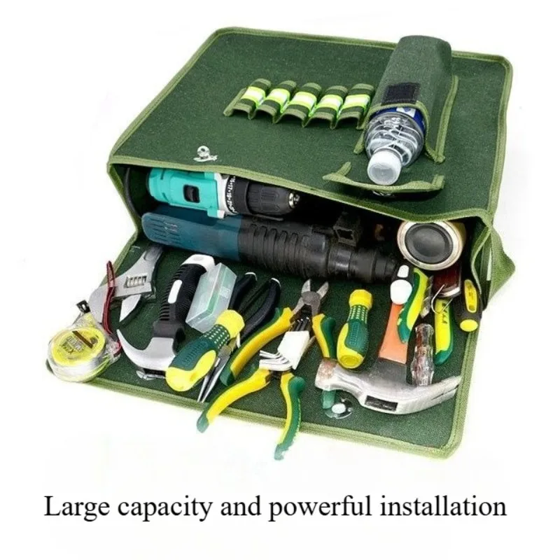 Durable Thick Canvas Tool Bag Large Small Capacity Hardware Storage Organizer for Multi-function Carpenter Electrician Plumber