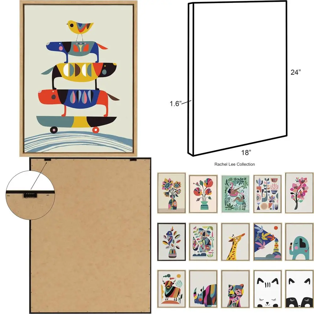 

Rachel Lee's Sylvie Skate Dog Art on Canvas, 18x24, Natural-Tone, Cute Wall Decor