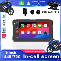 6 Inch Navigation Motorcycle Waterproof Carplay Display Screen Portable Motorcycle Wireless Android Auto Monitor In-cell Screen