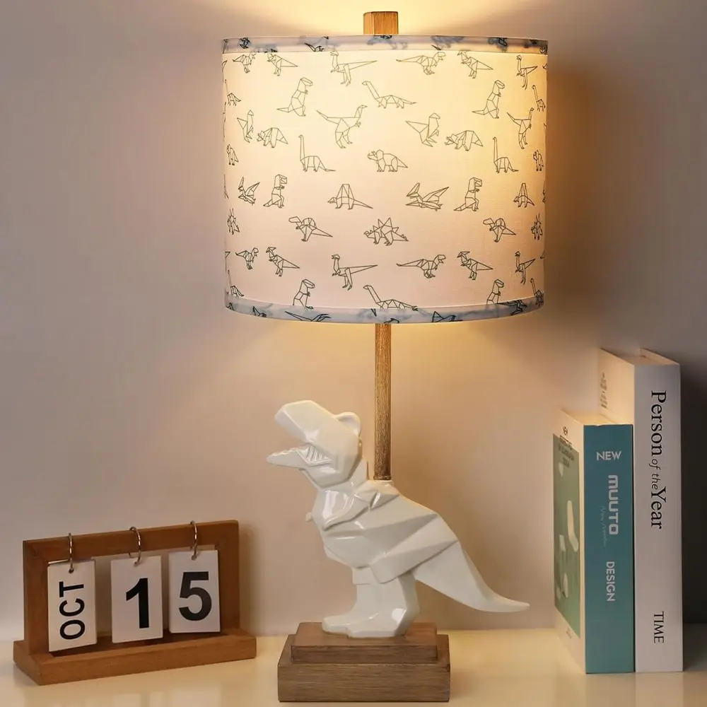 

Kids Dinosaur Table Lamp 23 Bedside Lamp for Children Gift Cute Small White Nightstand Lamp for Nursery(LED Bulb Included)