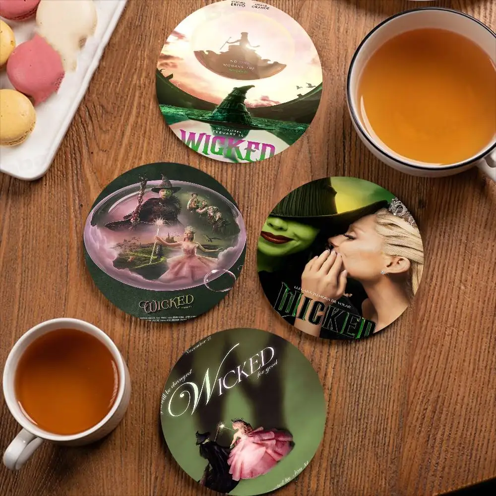 Fantasy Film W-Wicked Themed Wooden Coaster Non-Slip Heat-Resistant Fun Dining Table Decoration Cafe Restaurant Gifts