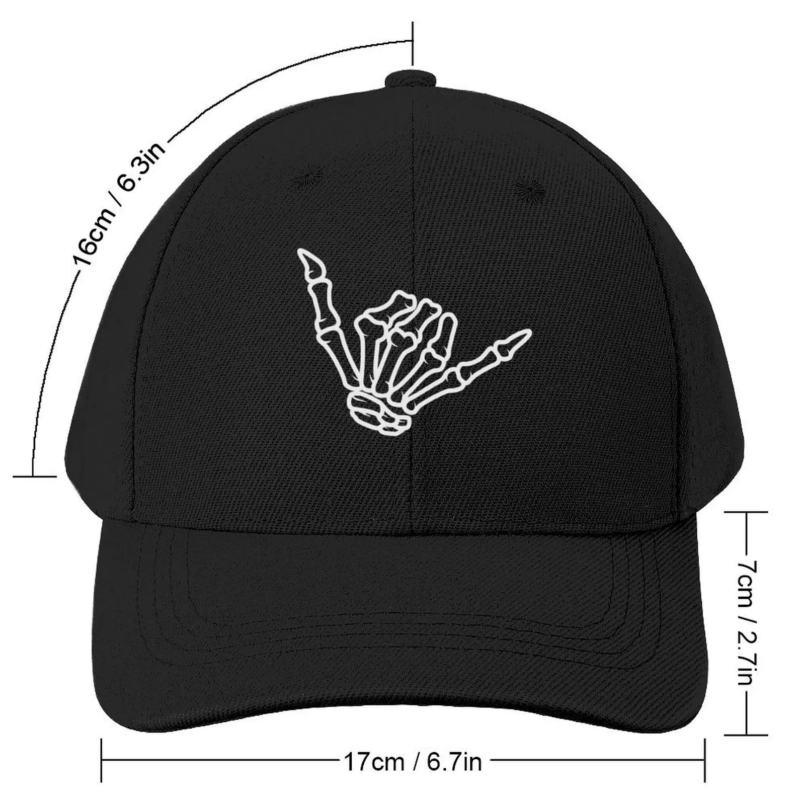 Skeleton Shaka Hand Sign Bones Funny Hang Loose Surfer Baseball Cap Kids Hat Hat Beach For Men Women's