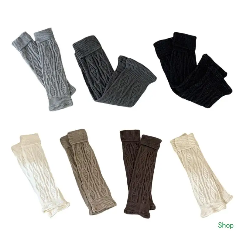 

Dropship Cable Knit Leg Gaiters for Women Solid Color Turn Cuff Leg Warmers Boot Covers