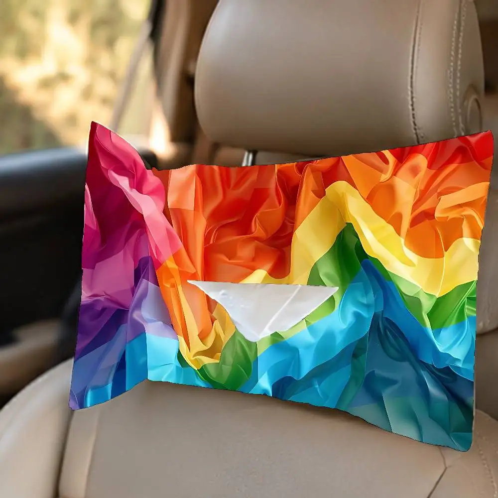 LGBT FLAG Car Tissue Holder Linen Hanging Box Auto Interior Organizer Universal
